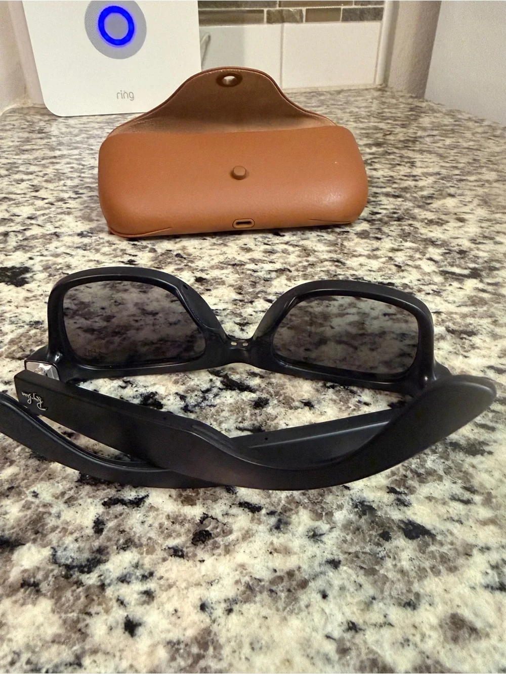 Ray-Ban Tan Meta Leather Sunglasses & Case